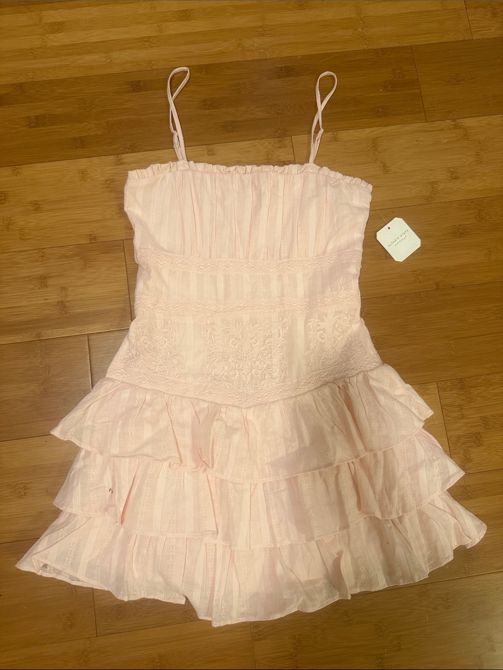 Altar'd State Light Pink Tiered Ruffle Sundress
